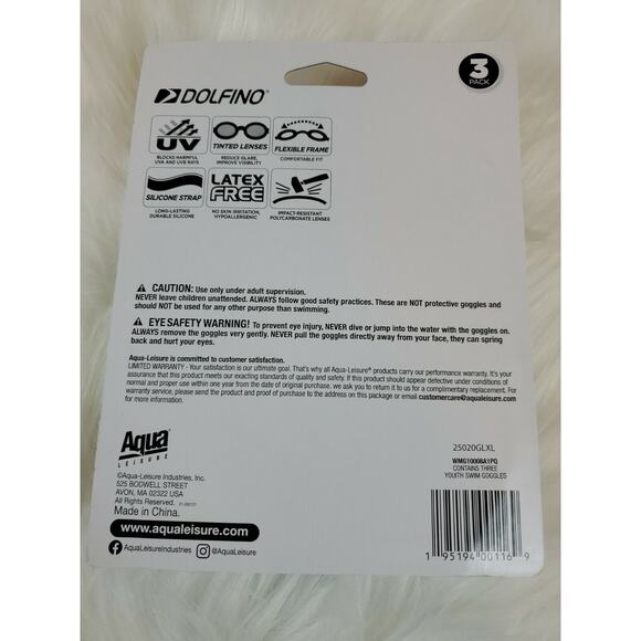 DOLFINO 3 PACK YOUTH (7+) SWIM GOGGLES - Picture 2 of 2